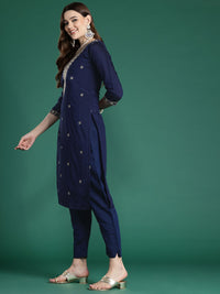 Indo Era Ethnic Motifs Embroidered Zari Kurta With Trousers & Dupatta
