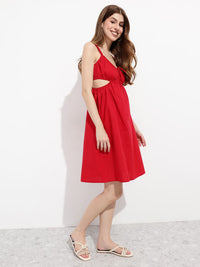 DressBerry Cherry Red Cut-Out Craze A-Line Dress