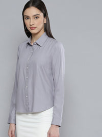 DENNISON Women Grey Solid Formal Shirt