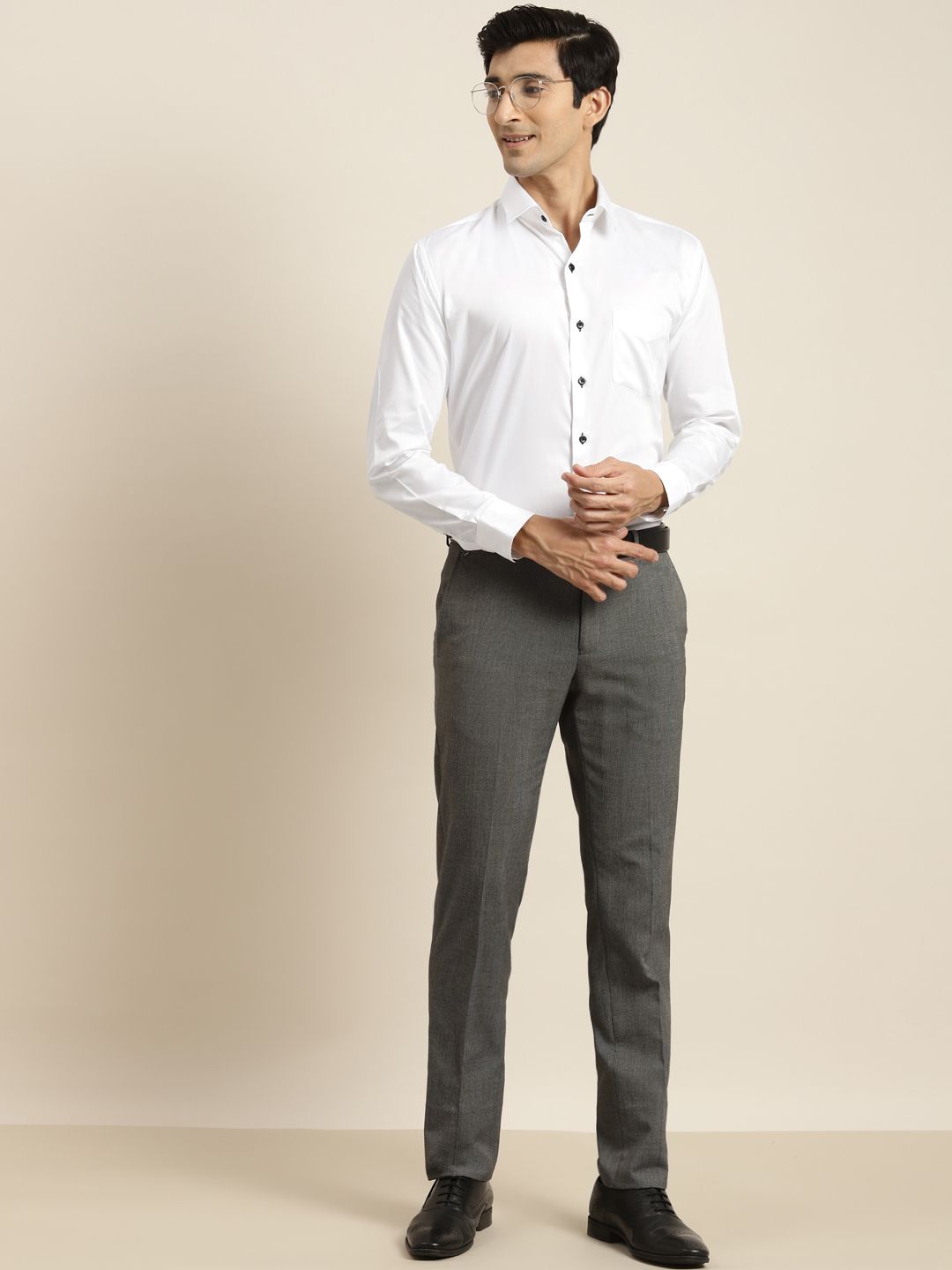 Hancock Men White Pure Cotton Slim Fit Tuxedo Shirts
