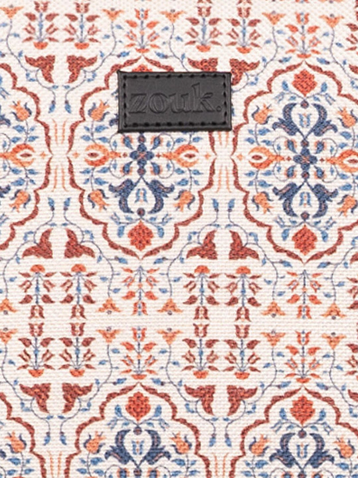 ZOUK Agra Floral Printed Vegan Leather Backpack With Compression Straps-Up to 16 inch