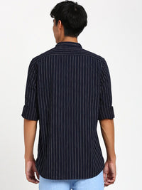 Turtle Striped Mandarin Collar Pure Cotton Kurta