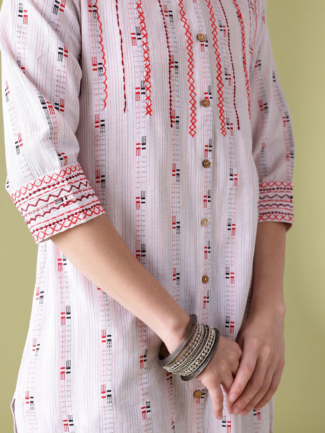 Anouk Woven Design High-Low Kurta
