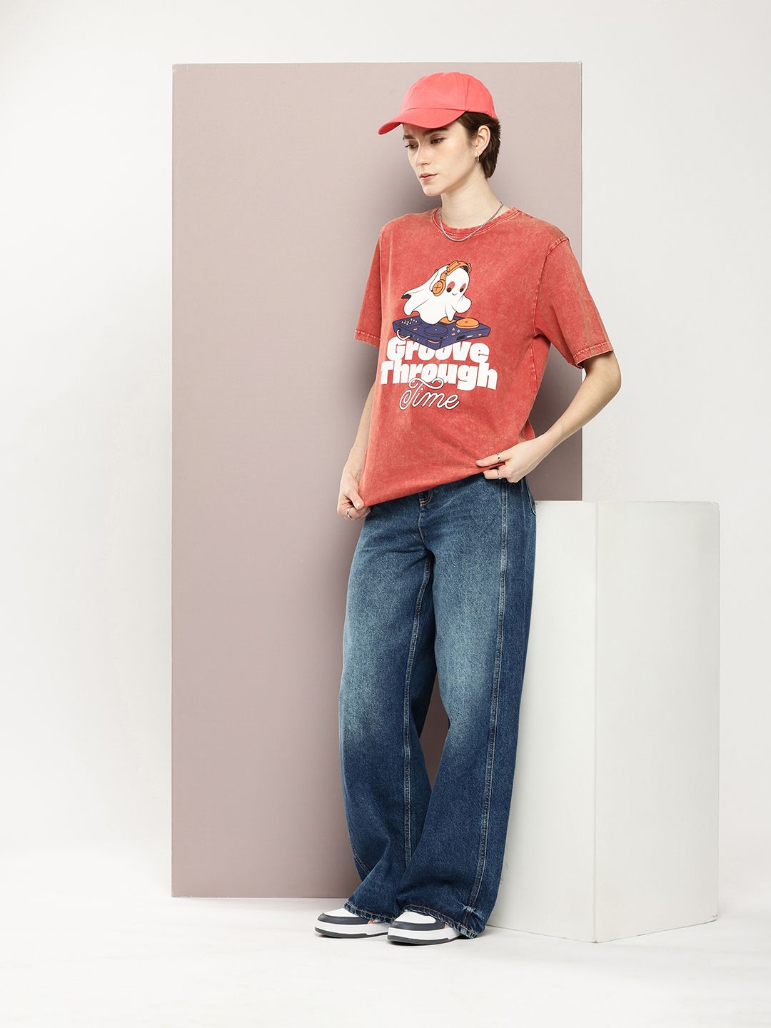 DILLINGER Graphic Printed Washed Effect Oversized Pure Cotton T-shirt