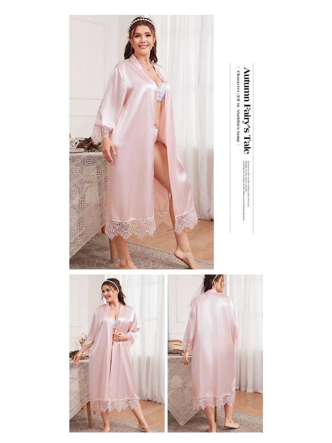 DressBerry Lace Detail Robe Comes With Belt