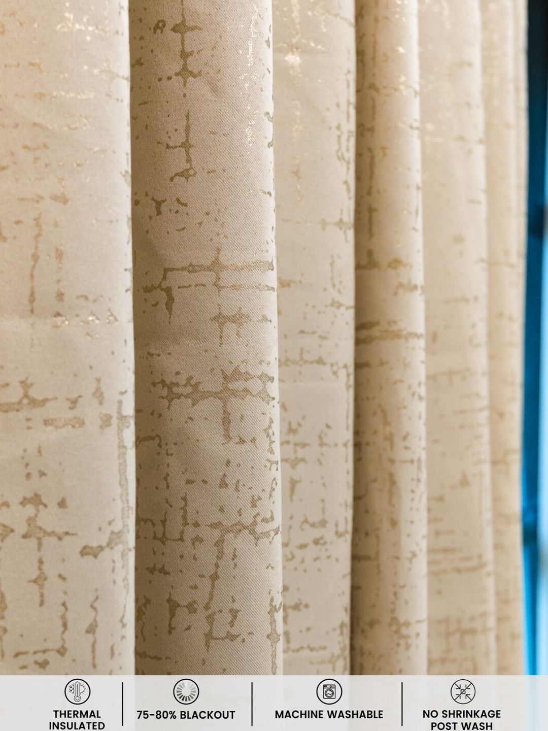 URBAN SPACE Beige & Gold-Toned Black Out Window Curtain