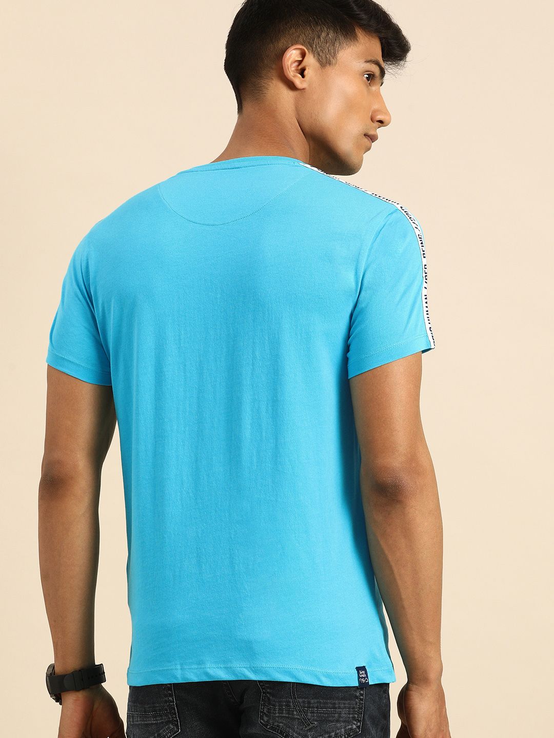 Being Human Men Blue Printed Round Neck Pure Cotton T-shirt