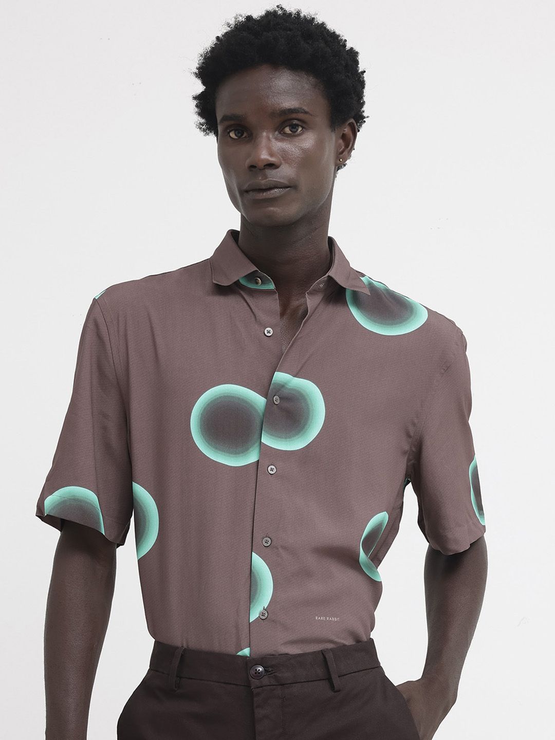 RARE RABBIT Men Poblur Boxy Standard Opaque Shirt