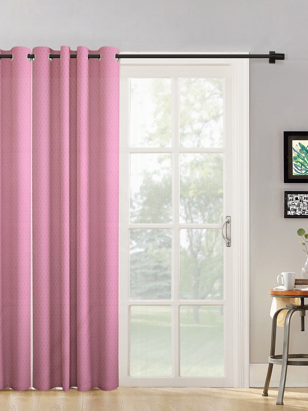HOSTA HOMES Pink Geometric Long Door Curtain
