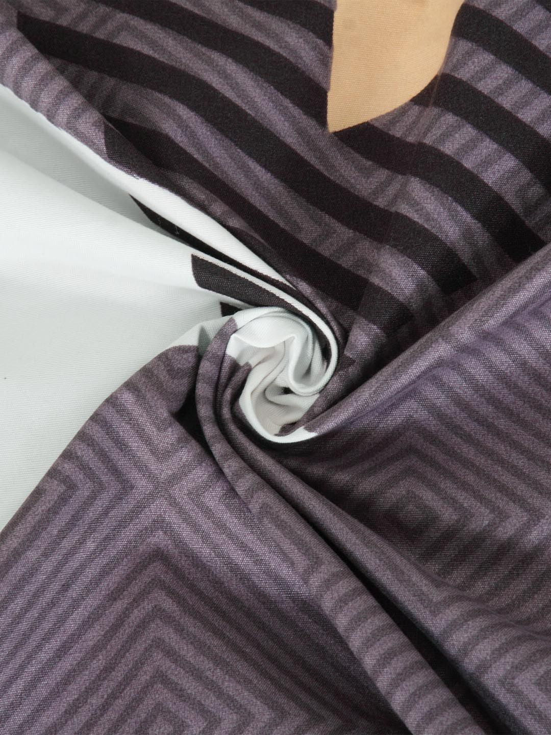 KLOTTHE Purple & Orange Geometric 300 TC King Fitted Bedsheet with 2 Pillow Covers