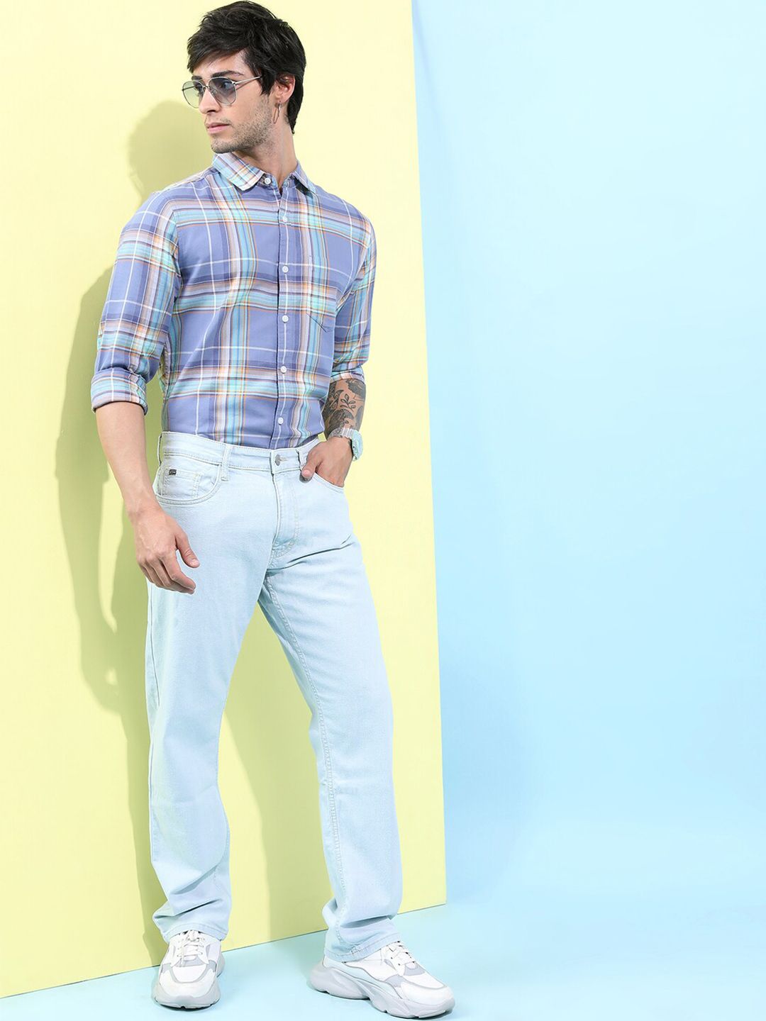 HIGHLANDER Tartan Checked Slim Fit Casual Shirt