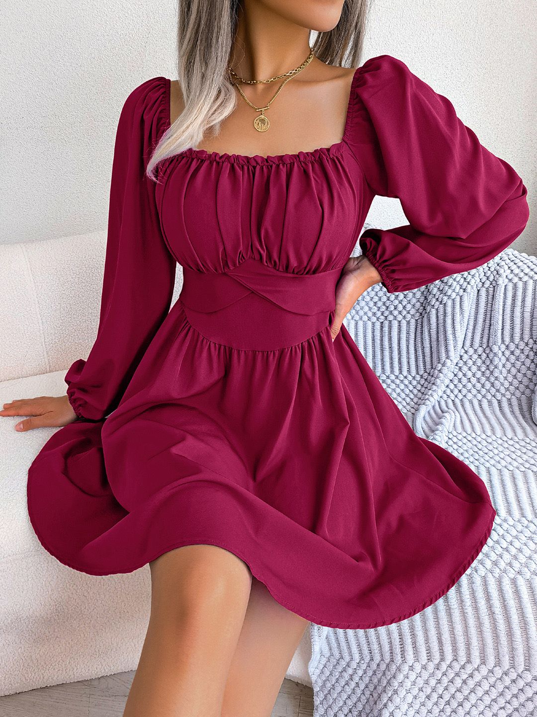 all about you Puff Sleeve Fit & Flare Dress