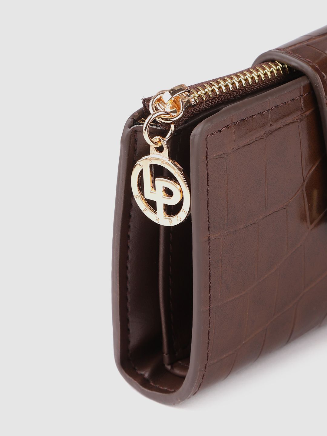 Lino Perros Women Brown Animal Printed PU Two Fold Wallet