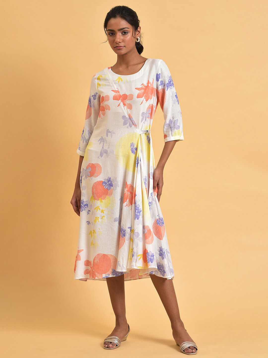 W Women Floral Printed Wrap Midi Dress