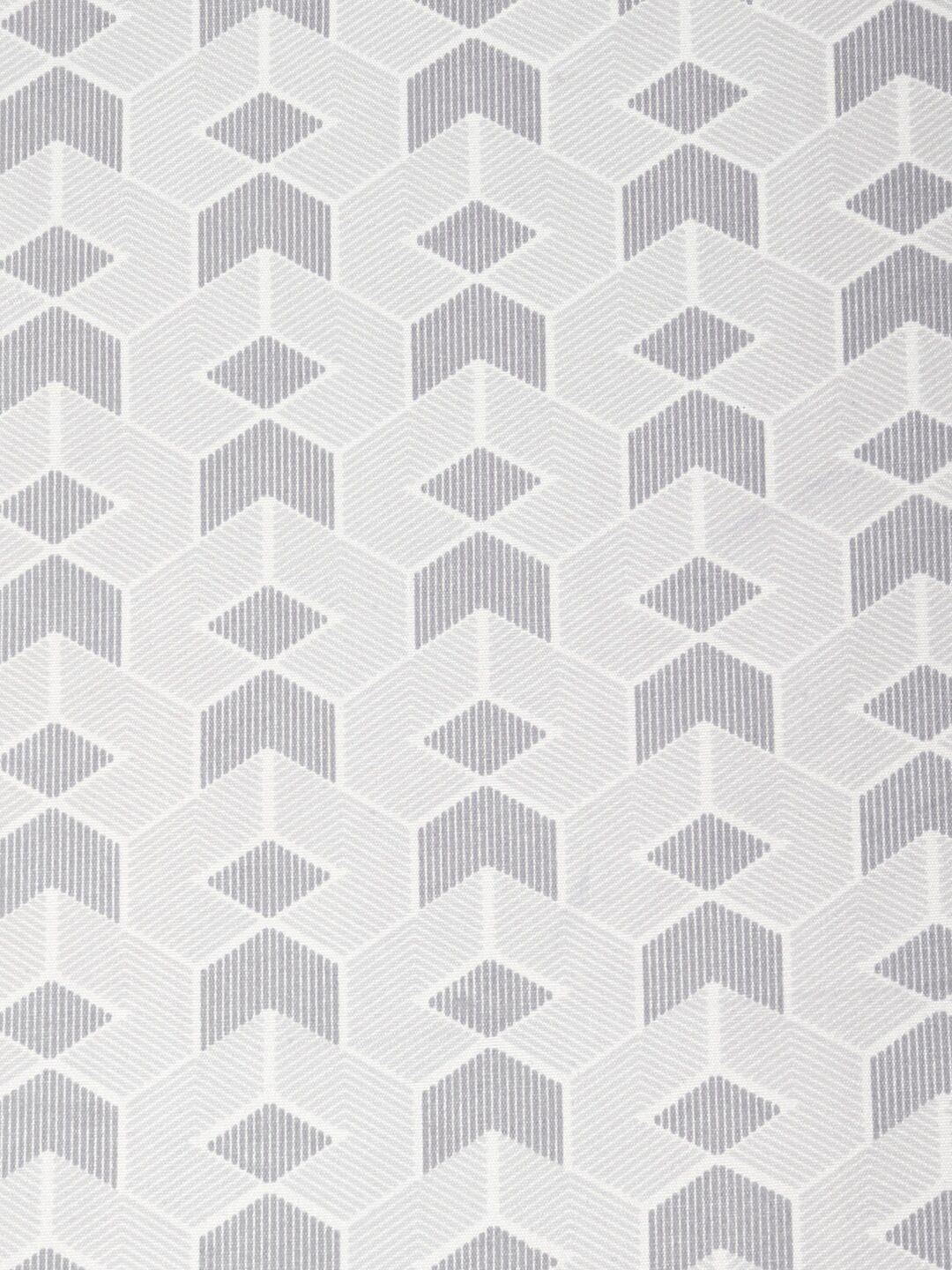 KLOTTHE Grey & White Fitted Printed 300 TC Single Bedsheet & 1 Pillow Cover