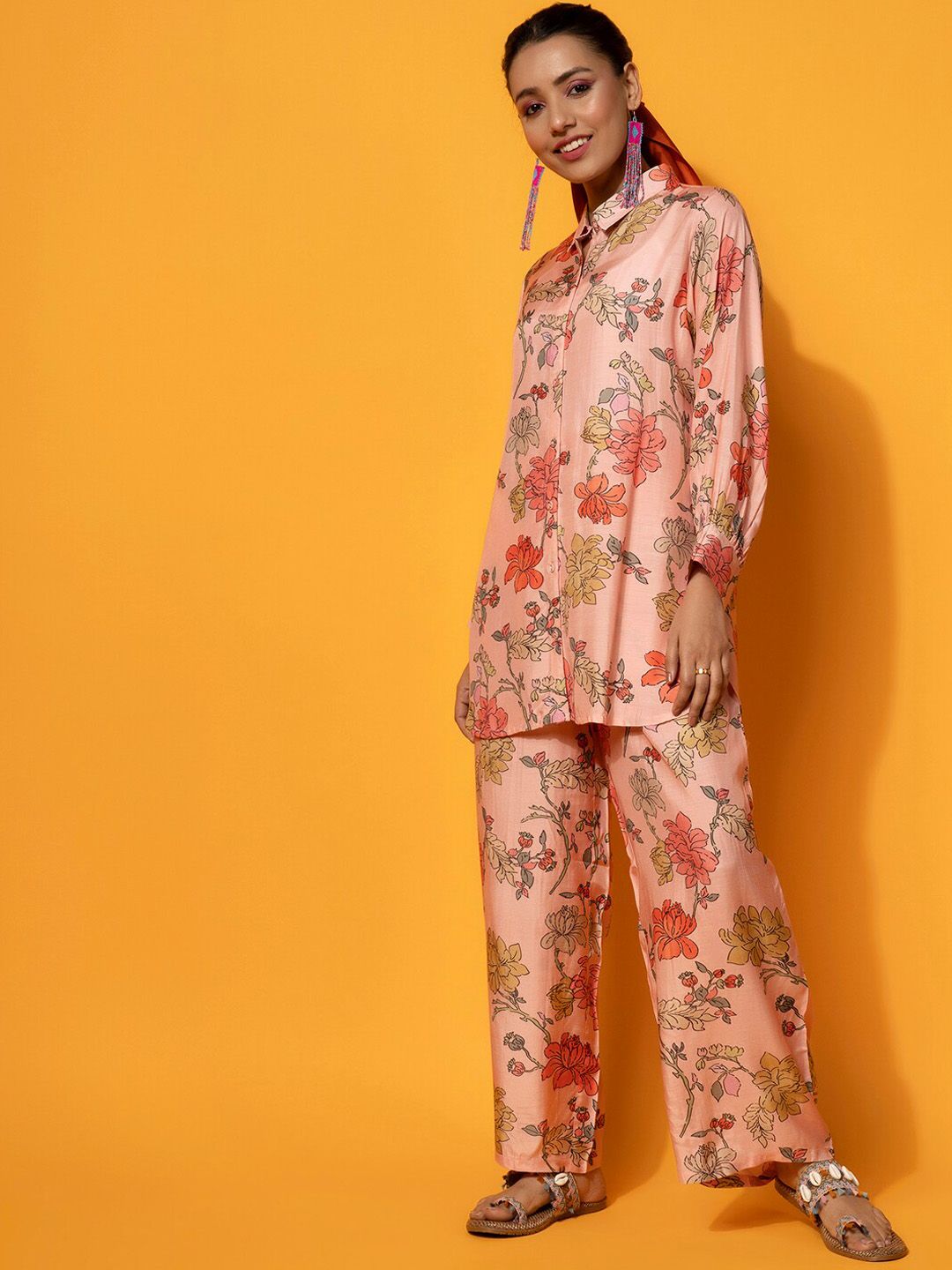 Libas Floral Printed Shirt With Palazzo Co-Ords