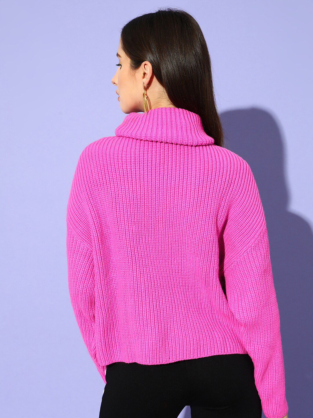 STREET 9 Women Fuchsia Ribbed Pullover Sweater
