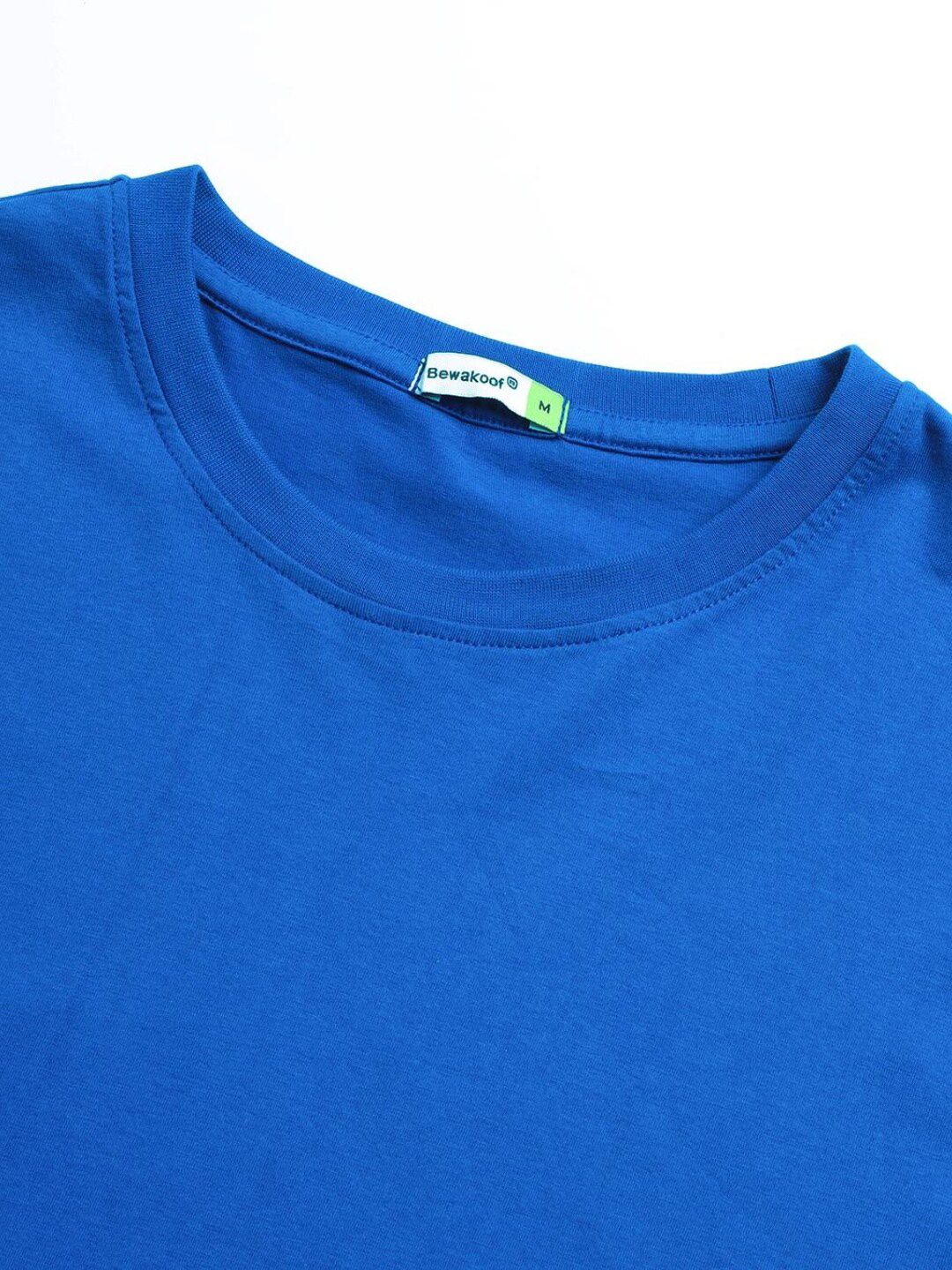Bewakoof Men Blue Drop-Shoulder Sleeves Pure Cotton Oversized T-shirt