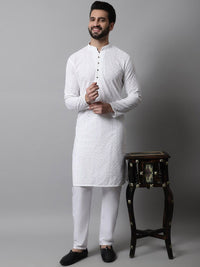 Jompers Men Ethnic Motifs Thread Work Cotton Kurta