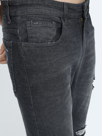 HIGHLANDER Men Charcoal Slim Fit Highly Distressed Stretchable Jeans