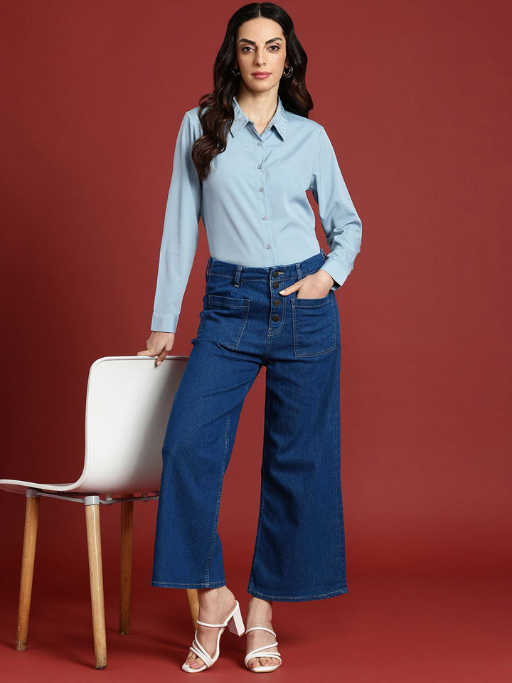 all about you Women Wide Leg High-Rise Stretchable Jeans