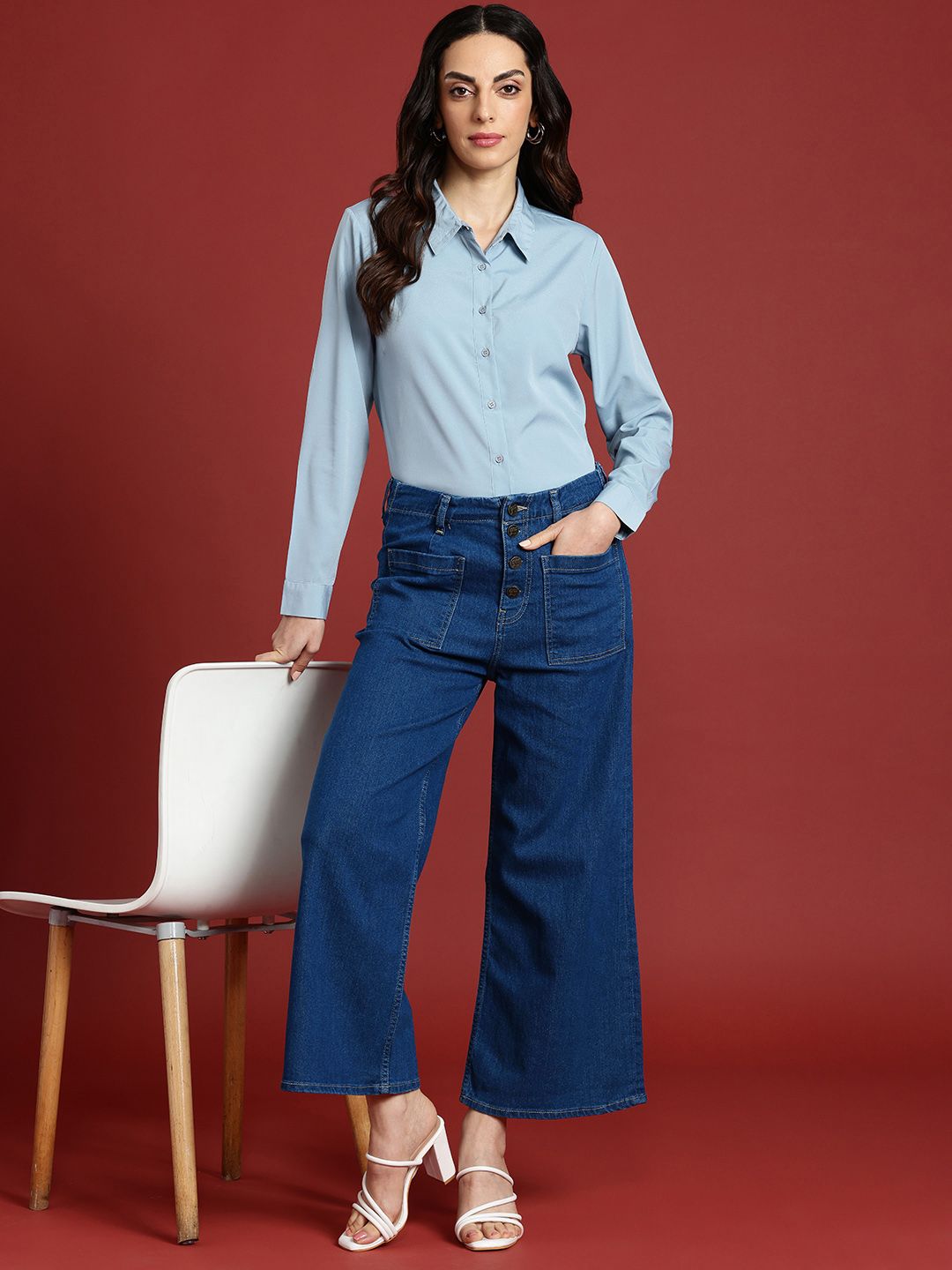 all about you Women Wide Leg High-Rise Stretchable Jeans