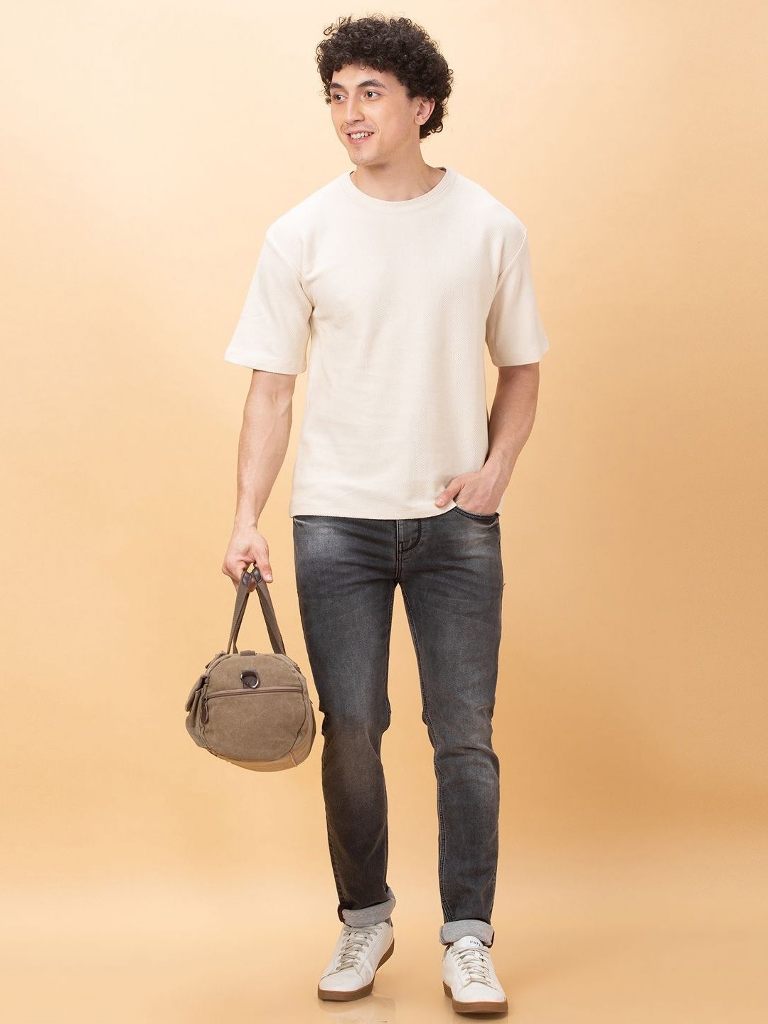 Being Human Men Drop-Shoulder Sleeves Raw Edge T-shirt