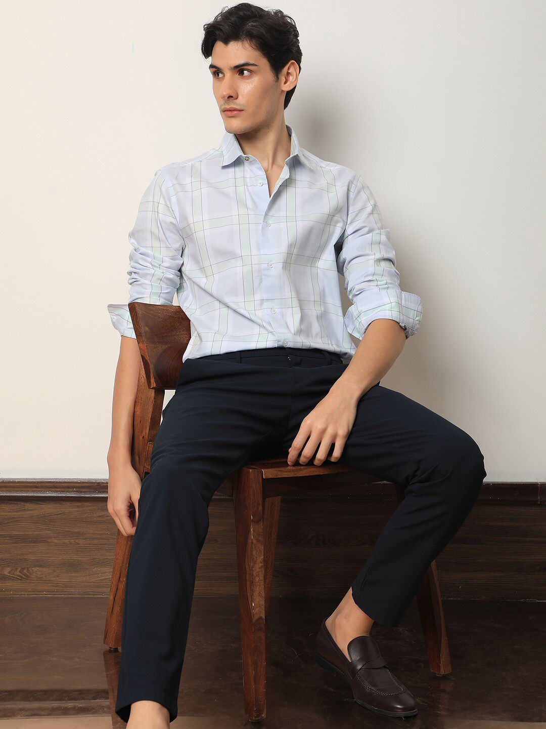 RARE RABBIT Men Tarkin Slim Fit Tartan Checked Cotton Shirt