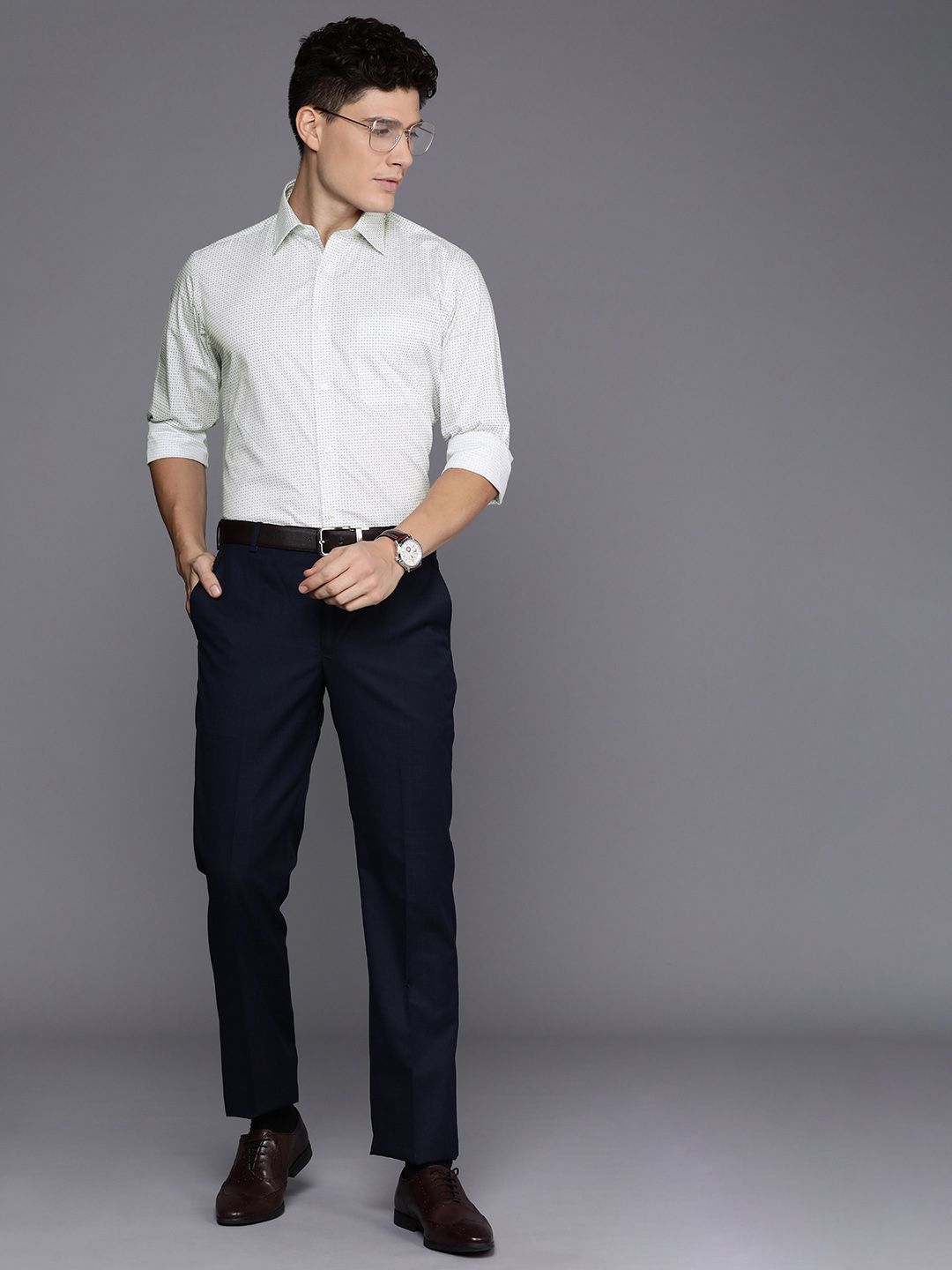 Raymond Pure Cotton Slim Fit Printed Formal Shirt