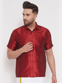 VASTRAMAY Men Maroon Regular Fit Printed Party Shirt