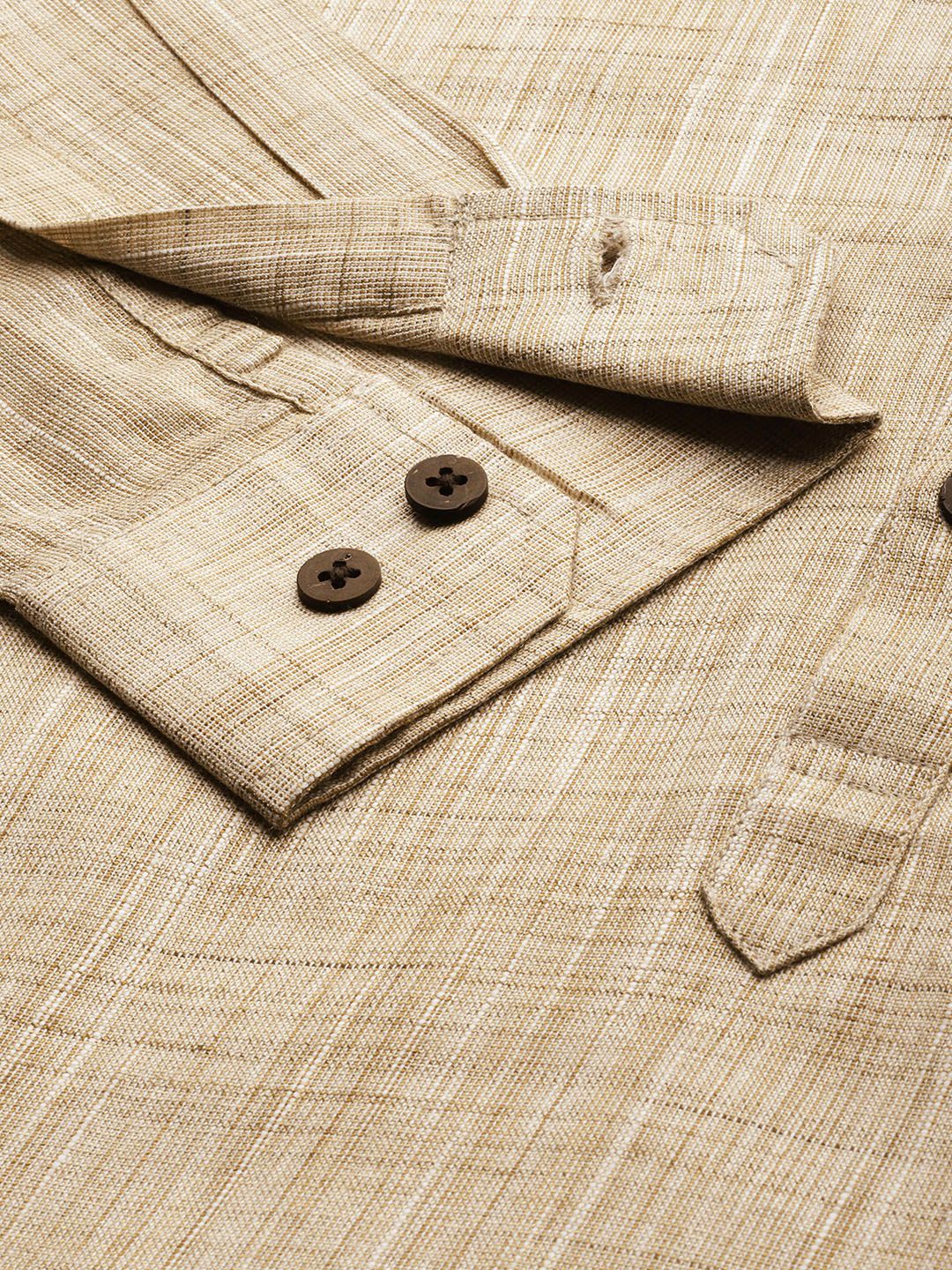 Anouk Men Beige Solid Straight Kurta