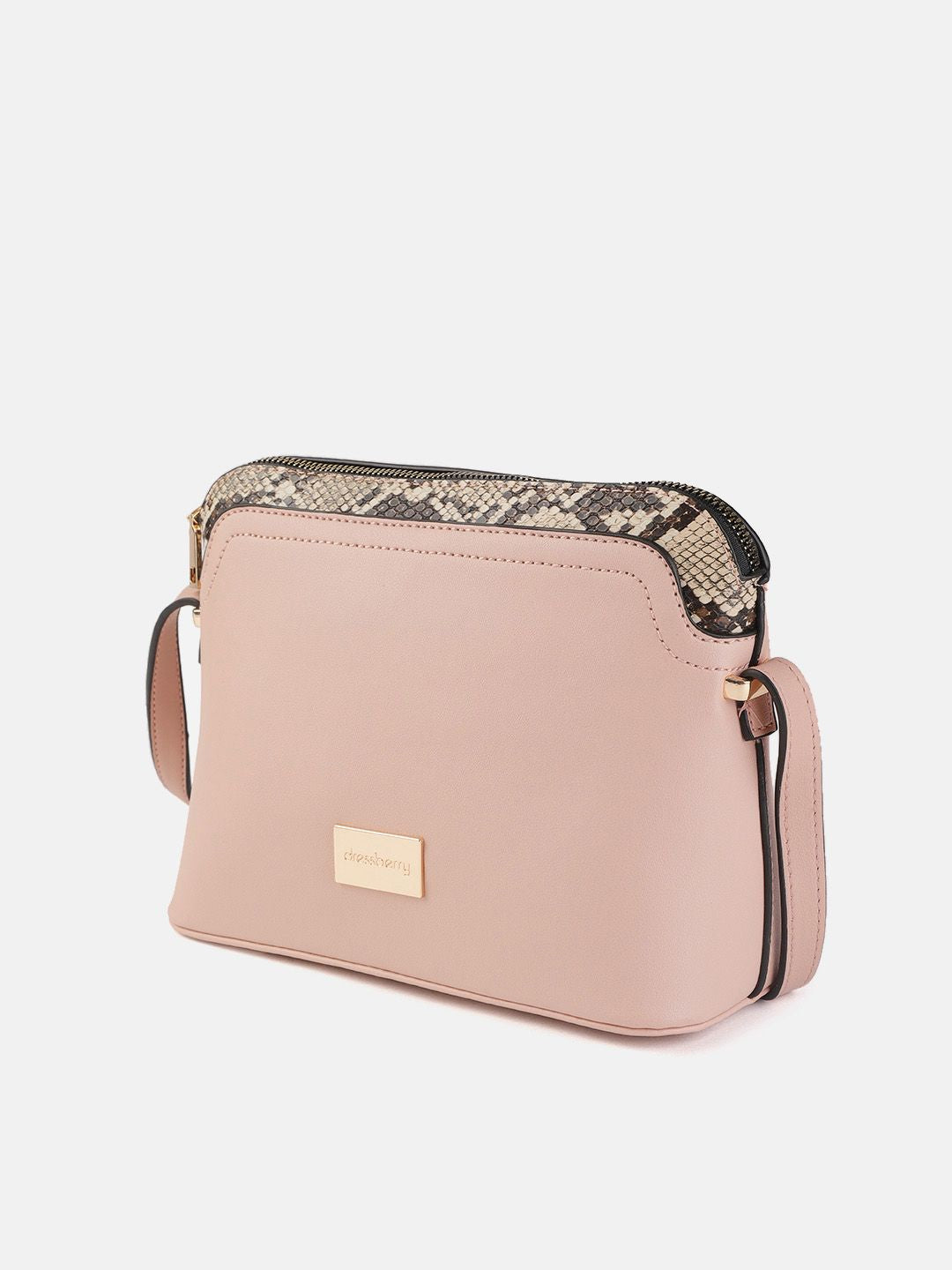 DressBerry Peach-Coloured Solid Sling Bag