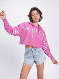 DressBerry Printed Cropped Boxy Hooded Sweatshirt