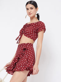 Berrylush Women Red Printed Fit and Flare Dress