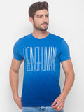 Being Human Men Blue Typography Printed T-shirt