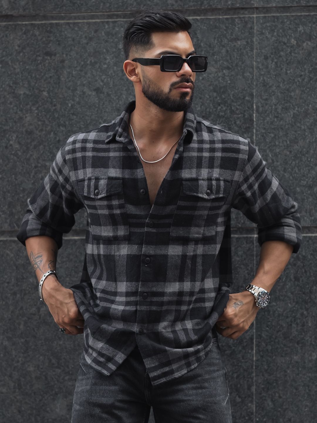 Powerlook Men Tartan Checks Opaque Checked Casual Shirt