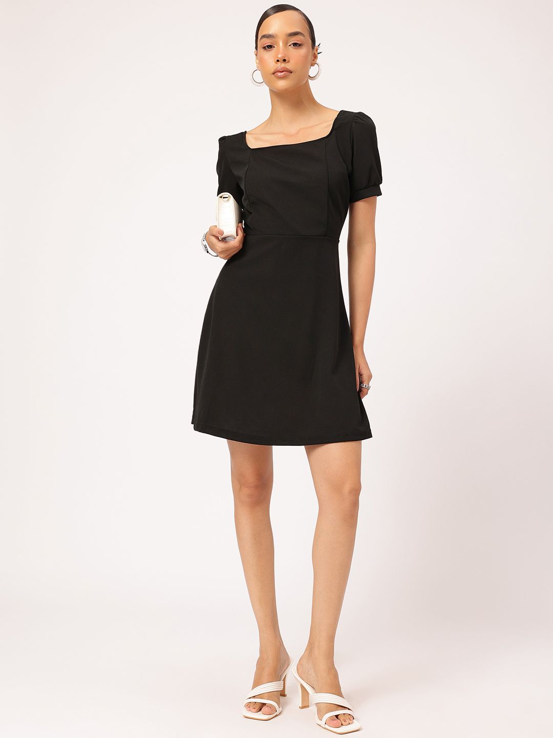 DressBerry Puff Sleeve Fit & Flare Dress