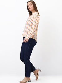 SPYKAR Women Spread Collar Vertical Striped Casual Shirt