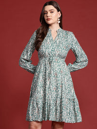 all about you Printed Cinched Waist A-Line Dress