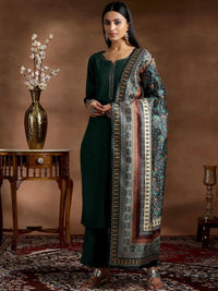 Libas Notched Neck Straight Kurta with Trousers & Dupatta