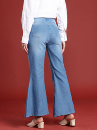 all about you Women Slim Flared Bootcut High-Rise Light Fade Stretchable Jeans