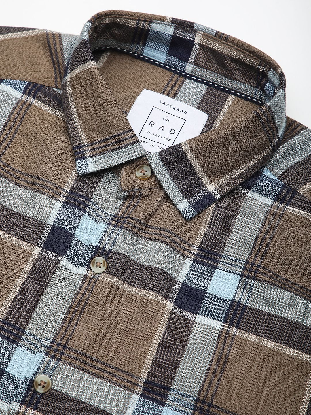 VASTRADO Men Classic Slim Fit Opaque Checked Casual Shirt