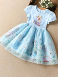 YK Girls Stars Embellished Fit and Flare Dress