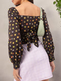 DressBerry Floral Fantasy Bow Back Top