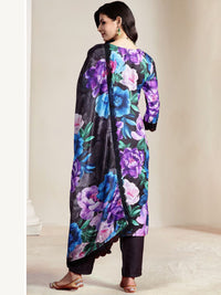 Indo Era Women Floral Embroidered Empire Thread Work Kurta with Trousers & With Dupatta