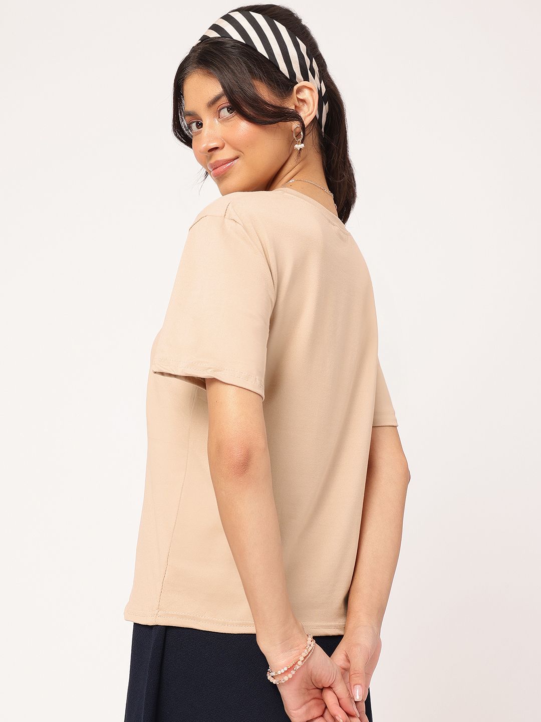 DressBerry Neutral Chic Printed T-shirt