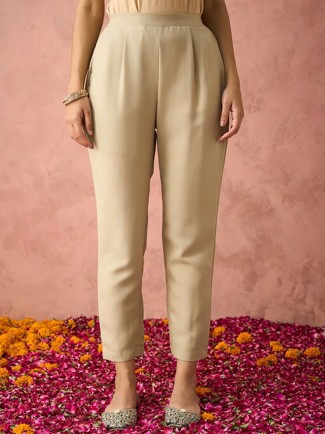 KALINI Ethnic Motifs Yoke Design Straight Thread Work Kurta with Trousers & Dupatta