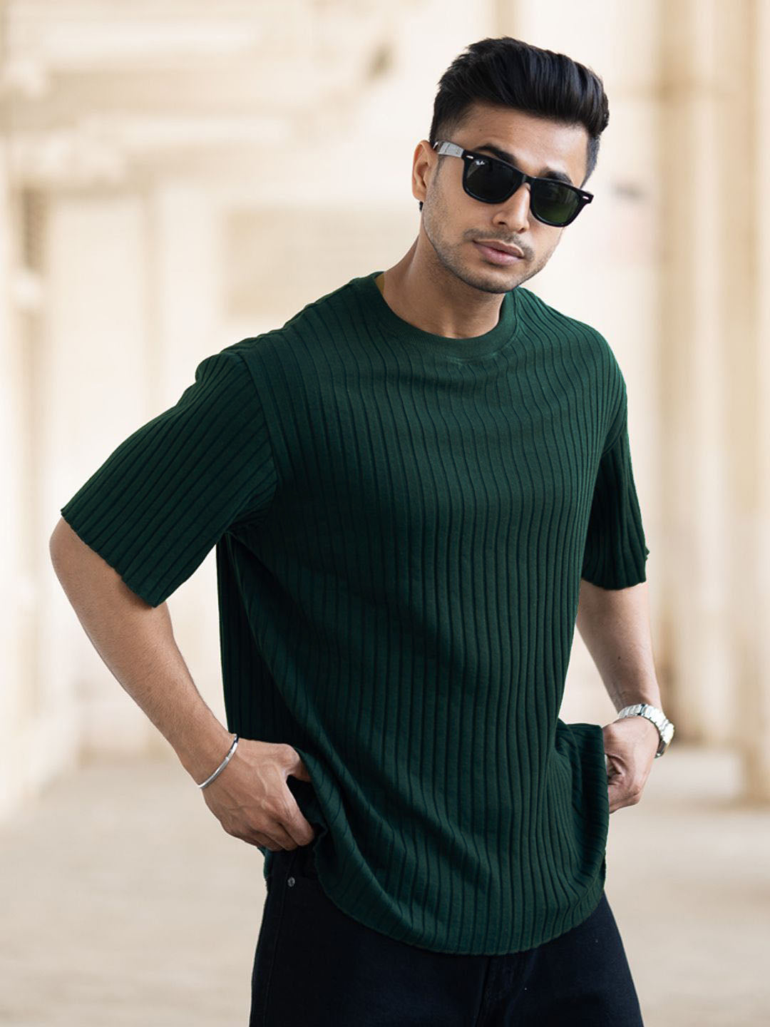 Powerlook Men Drop-Shoulder Sleeves Oversized T-shirt