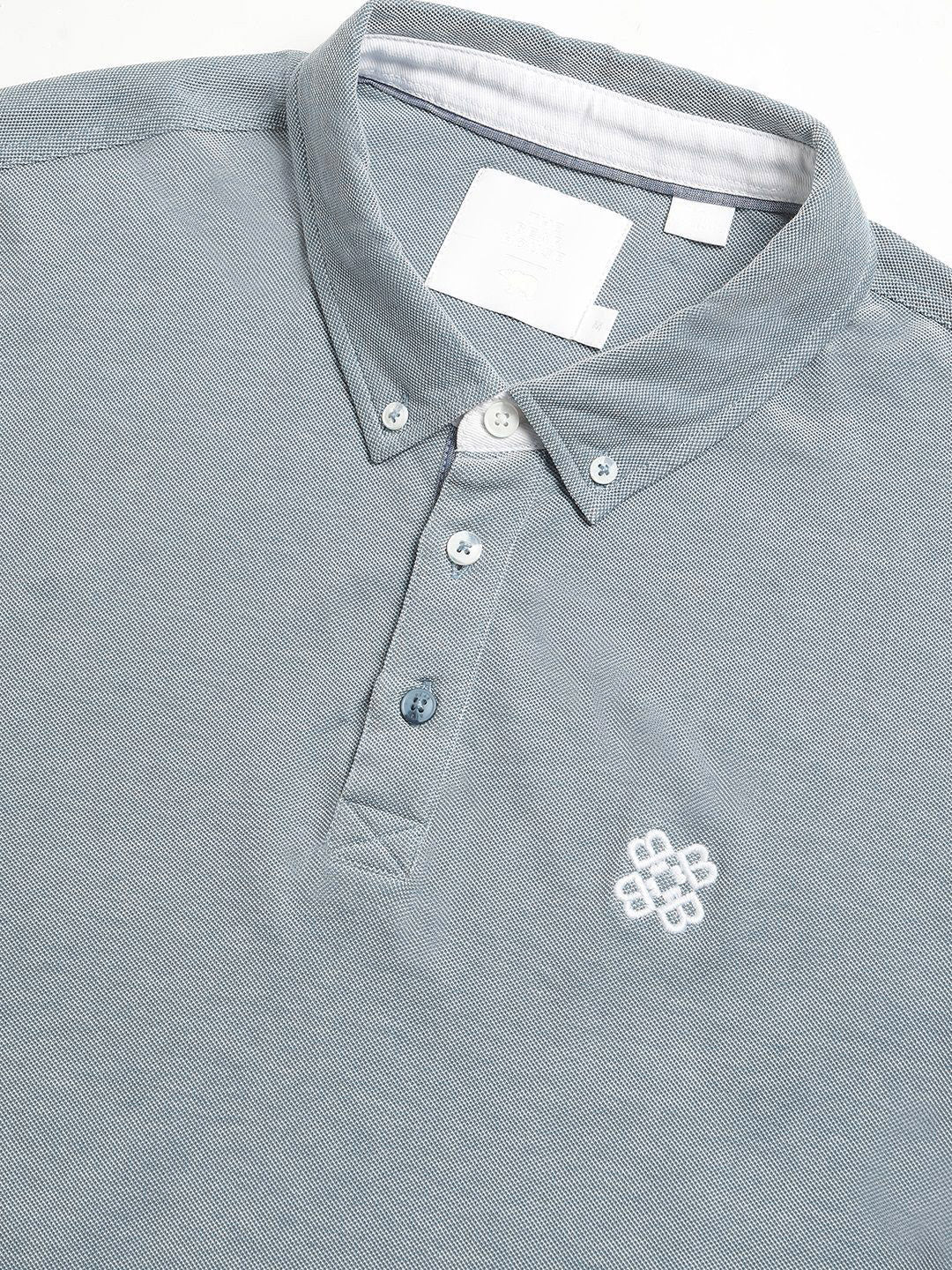 THE BEAR HOUSE Men Polo Collar Regular Fit Pure Cotton Solid T-shirt