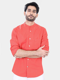 VASTRADO Classic Band Collar Slim Fit Pure Cotton Casual Shirt